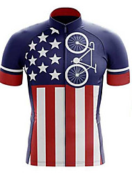 cheap -21Grams® Men&#039;s Short Sleeve Cycling Jersey American / USA Bike Shirt Mountain Bike MTB Road Bike Cycling Red Blue Quick Dry Moisture Wicking Sports Clothing Apparel / Athleisure