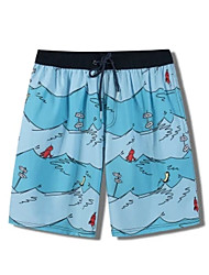 cheap -Men&#039;s Casual Shorts Beach Shorts Pocket Print Knee Length Pants Casual Daily Inelastic Lines / Waves Quick Dry Mid Waist Blue M L XL XXL