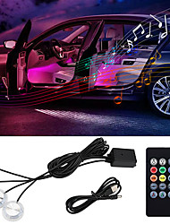 cheap -4 in 1 LED Car Foot Light Ambient Lamp With USB Wireless Remote Music Control Multiple Modes Automotive Interior Decorative Lights Remote Control 12V