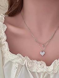 cheap -Pendant Necklace Chain Necklace Necklace Women&#039;s Geometrical Imitation Diamond Heart Artistic Simple Luxury Vintage Cute Silver 50 cm Necklace Jewelry 1pc for Wedding Street Daily Holiday Festival