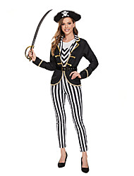 cheap -Women&#039;s Pirate Costume Halloween Carnival Outfit Pirates of the Caribbean Top Jumpsuit Set Black And White