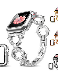 cheap -Compatible with Apple Watch Band, Women Girl Bling Diamond Jewelry Metal Strap Bands with Crystal Tempered Glass Screen Protector Case, Round Shiny Bracelet Wristband