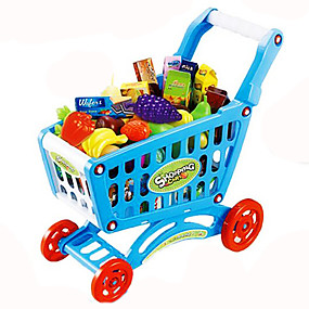 baratos Fantasia &amp; Faz de Conta-Carros de Brinquedo Brinquedos de Faz de Conta Carrinhos de Compras de Brinquedo Vegetais Fruta Carrinho de compras Simulação Plástico Crianças Brinquedos Dom