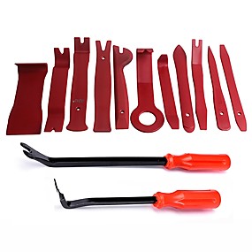 baratos Instrumentos -Metais-ziqiao 13 pcs carro de plástico auto porta interior guarnição remoção painel clip pry barra aberta kit de ferramentas conjunto de