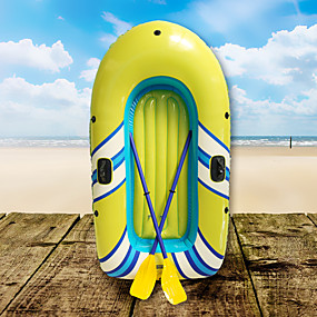 baratos Canoagem-2 Pessoas Conjunto de Barco Inflável com Remo Europeu PVC Dobradiça portátil Pesca Passeios de barco Esportes Aquáticos 188*114 cm