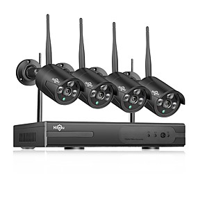 abordables Systèmes de Sécurité-système de vidéosurveillance hiseeu® 1080p hdd 2mp 4ch puissant nvr ip caméra de vidéosurveillance ctv ir-coupé kits de surveillance système wifi wifi vision nocturne pal / ntsc étanche