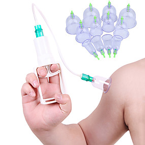 baratos Massageadores &amp; Suportes com Massageador-saudável 12 xícaras latas de vácuo médicos cupping copo celulite ventosa terapia massagem massageador anti-celulite