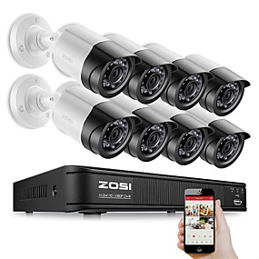 abordables Systèmes de Sécurité-zosi 8ch 1080p vidéo de sécurité dvr kit caméra 2mp cctv système de surveillance vision nocturne disque dur étanche disque dur 2tb détection de mouvement accès à distance tvi cvi ahd analogique