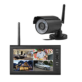 abordables Systèmes de Sécurité-dvr 4 caméras sans fil quad 4 pal 628x582 ntsc 510x492 avec 7 "moniteur de sécurité à la maison 800x480 tft-lcd pal ntsc intégré dans le micro