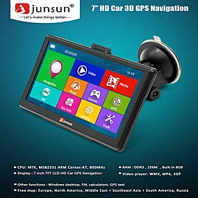 baratos Dispositivos de Monitoramento GPS-junsun d100s hd carro gps navigator 7.0 polegadas win ce 6.0 256mb ram + 8gb rom multi-media player de navegação 3d tela de toque capacitivo fm bluetooth avin navitel atualização gratuita do mapa