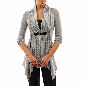 baratos Suéteres de Mulher-Mulheres Sólido Manga Longa Carregam Camisola Jumper, Decote V Preto / Roxo / Rosa S / M / L