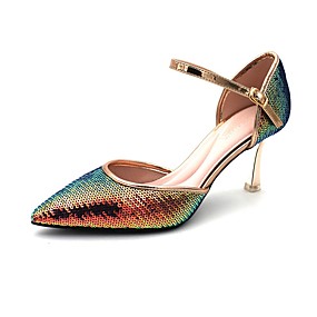 baratos Sapatos Femininos-Mulheres Saltos Salto Agulha Dedo Apontado Couro Ecológico Doce / Minimalismo Primavera &amp; Outono Branco / Champanhe