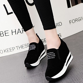 baratos Sapatos Femininos-Mulheres Mocassins e Slip-Ons Salto Plataforma Ponta Redonda Camurça Inverno Preto / Vinho