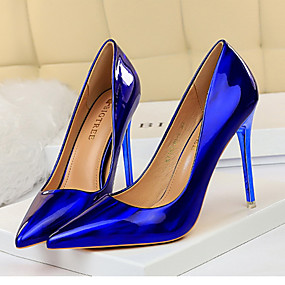 baratos Sapatos Femininos-Mulheres Saltos Salto Agulha Dedo Apontado Couro Envernizado Negócio / Vintage Primavera &amp; Outono / Primavera Verão Preto / Champanhe / Dourado / Festas &amp; Noite