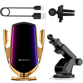 baratos Carregadores Veiculares-R2 carro de indução automática de carregamento sem fio suporte do telefone móvel ventosa tomada de ar 2 em 1 telefone móvel suporte de carregamento rápido