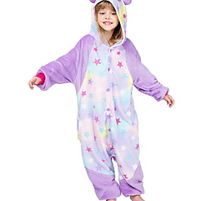 baratos 2020 Tendência-pijamas kigurumi infantil urso meninos e meninas festival de animais trajes de férias flanela sleepwear arco-íris