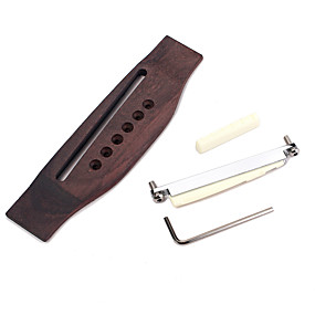 baratos Acessórios Para Instrumentos-Acessório de guitarra Guitarra Ponte Pau-Rosa Guitarra Acústica 6 Strings Saddle Nut para guitarra acústica e elétrica Acessórios para instrumentos musicais 5 pcs 16*3.2*1.2 cm