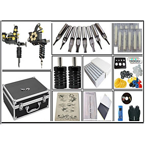 baratos Tatus e Arte Corpo-kit profissional de tatuagem maquina de tatuagem - 2 maquinas de tatuagem de alta velocidade / nivel profissional / voltagem ferro fundido ajustável # 2 forro de maquina de ferro fundido&amp;amp;amp;