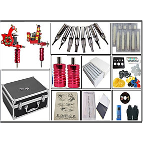 baratos Tatus e Arte Corpo-kit profissional de tatuagem maquina de tatuagem - 2 maquinas de tatuagem de alta velocidade / nivel profissional / voltagem ferro fundido ajustável # 2 forro de maquina de ferro fundido&amp;amp;amp;