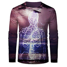 Hombre 3D Graphic Print Camisetas Esqueleto y coraz/ón Camiseta Hombre 3DT Camisa Manga Corta Cuello Redondo impresi/ón Digital Casual Manga Corta
