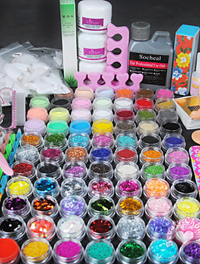 baratos Kits &amp; Conjuntos para Unhas-48 pcs Acrílico Kits de unhas Adorável Nail Art Kit Ferramentas para Limpeza de Unhas Escova acrílica do prego para Dedos das Mãos Dedos dos Pés Other