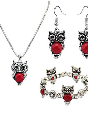 Retro Vintage Rojo buho colgante collar largo Reino Unido Vendedor