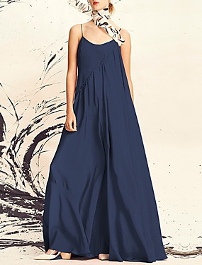 economico Offres Spéciales-Femme Maxi Balançoire Robe A Bretelles Noir Bleu S M L Coton Sans Manches