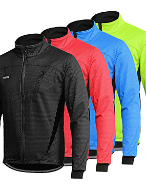 cheap Esporte &amp; Lazer-Arsuxeo Homens Manga Longa Jaqueta para Ciclismo Inverno Elastano Preto Vermelho Verde Claro Moto Térmico / Quente A Prova de Vento Respirável Design Anatômico Zíper á Prova-de-Água Esportes Ciclismo