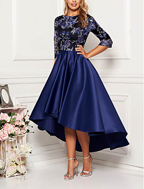 baratos É Noite de Festa-Mulheres Elegante &amp; Luxuoso balanço Vestido - Estampado, Geométrica Médio