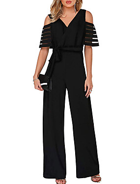 baratos Macacões Femininos-Mulheres Preto Vinho Branco Macacão, Sólido S M L