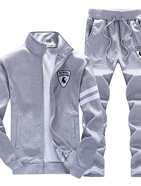 cheap Esporte &amp; Lazer-Homens 2 Peças Zip Completo Moletom Suéter Roupa de corrida Casual Manga Longa Zíper Frontal Térmico / Quente Respirável Pavio Humido Fitness Corrida Treinamento Ativo Cooper Roupa de esporte