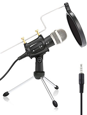 baratos Instrumentos Musicais-Cabeada Microfone Microfone Condensador Filtro de pop X-01 3.5mm Jack para gravação e transmissão em estúdio Notebooks PC Celular