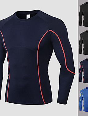 cheap Esporte &amp; Lazer-YUERLIAN Homens Patchwork Camisetas Compressão Camiseta de Corrida Atlético Manga Longa Elastano Respirável Secagem Rápida Macio Fitness Treino de Ginástica Espetáculo Corrida Treinamento Roupa de