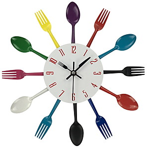 Novelty Wall Clocks Online For 2018 1pc Modern Chromatic Cutlery Kitchen Wall Clock Spoon Fork Creative Mirror Stickers Mechanism New Design