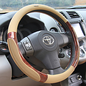 Semoic 38cm Car Steering Wheel Cover Fit for All 99/% Car Models Accessories Beige Universal Leather Steering Wheel Cover