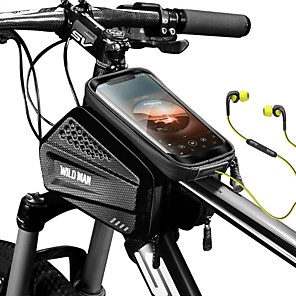 WILD MAN Waterproof MTB Bicycle Phone Touch Screen Bag Bike Frame Top Tube Pouch