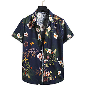 toufguy men's hawaiian shirt printed cotton short sleeve button 