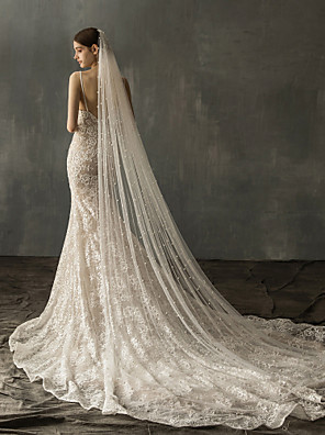EllieHouse Womens Wedding Veils 1 Tier White Ivory 3M//4M//5M Lace Long Train Bridal Veil With Comb S114