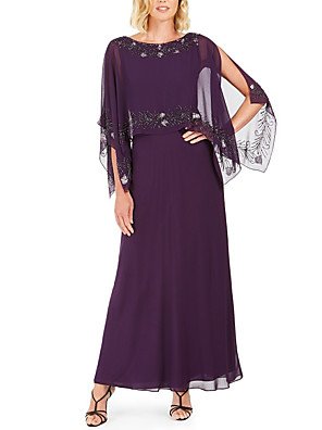 A-Line Mother of the Bride Dress Elegant Scoop Neck Floor Length ...