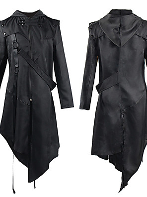 Retro Vintage Medieval Coat Men's Costume Black / White / Blue Vintage ...