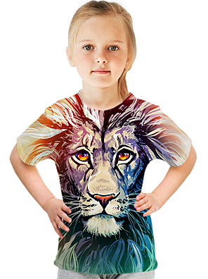 Roaring Tiger Face Toddler Girls T Shirt Kids Cotton Short Sleeve Ruffle Tee