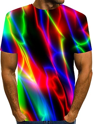 Men's Graphic Geometric 3D T shirt Print Short Sleeve Casual Tops Round ...