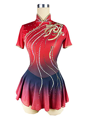 V/êtements De Patinage Faits /À La Main Patinage Figure Robe Violet Femmes Filles Longueur Manches Danse Costumes Jupe De Glace Haute /Élasticit/é