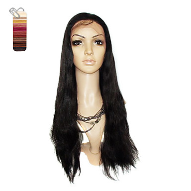 Straight Silky Straight Straight Full Lace Wig Dark Black Natural