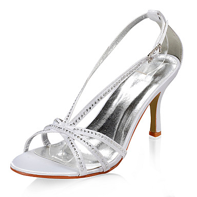 Satin Superioare Sandale Cu Toc Cu Stras Pantofi De Mireasa De Nunta