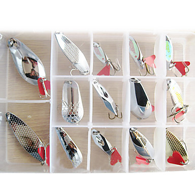 cheap Iscas de Pesca-14 pcs Iscas Isco Duro Colheres Conjuntos de Isco Bass Truta Pique Pesca de Mar Metal