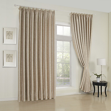 Two Panels Curtain Neoclassical , Solid Living Room Rayon Material ...