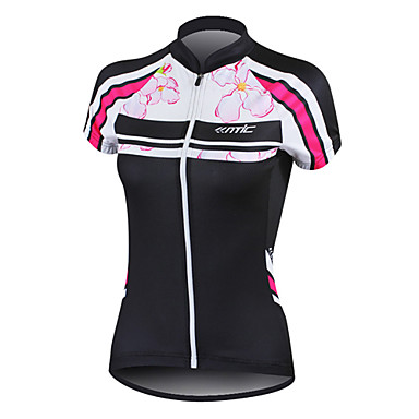 SANTIC Women’s Short Sleeve Cycling Jersey - Black Floral / Botanical