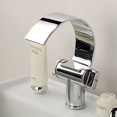 Bathroom Sink Faucet Waterfall Chrome Centerset One Hole Two