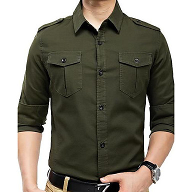 Men's Long Sleeve Shirt , Cotton Casual Pure 1169140 2018 – $25.19